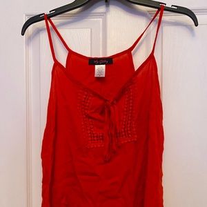 Tie front spaghetti strap tank top